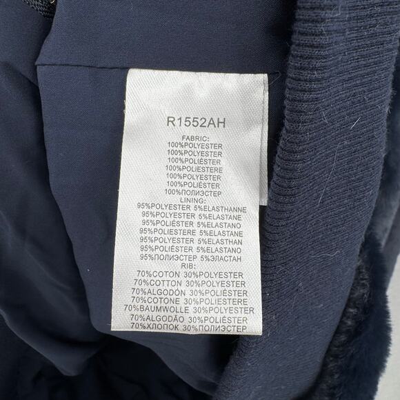 Molly Bracken Dark Navy Soft Faux Fur Wide Collar Zipper Bomber Jacket w Pockets - Picture 12 of 13